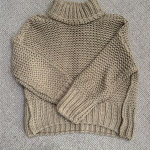 Free People Beige Chunky Knit Sweater